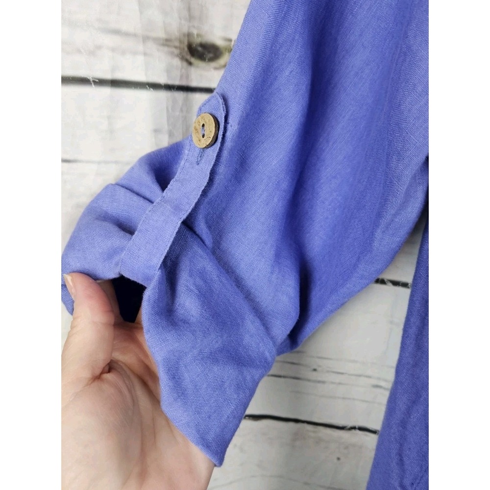 Soft Surroundings Blue Purple 100% Linen Button Tunic Top 1X Womens Coastal - Picture 2 of 8
